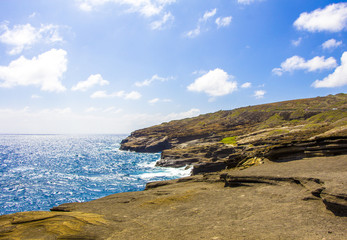 The rugged coastline of windward Oahu, Hawaii, USA