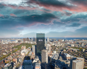 Boston skyline at sunset, Massachusetts, USA