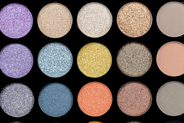 Backgrounds of Cosmetic makeup set on table.