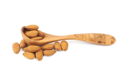 Pile of almond nuts isolated