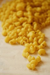 Homemade pasta made of hard wheat on the table