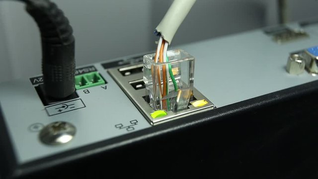 cable Internet connection and the flashing orange button