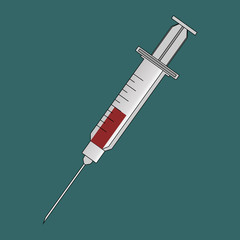 Syringe. Medical syringe. Vector illustration.