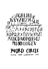 Alphabet doodle illustration circle form line sketch style eps10