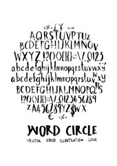 Alphabet doodle illustration circle form line sketch style eps10