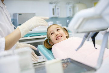 Little girl at dentist office