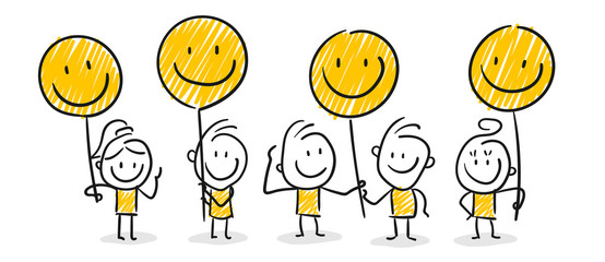 Strichfiguren / Strichmännchen: Smiley Schilder lachen. (Nr. 183)