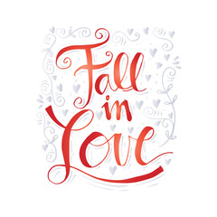 Fall in love hand lettering