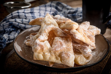 Faworki - traditional Polish crispy dessert.