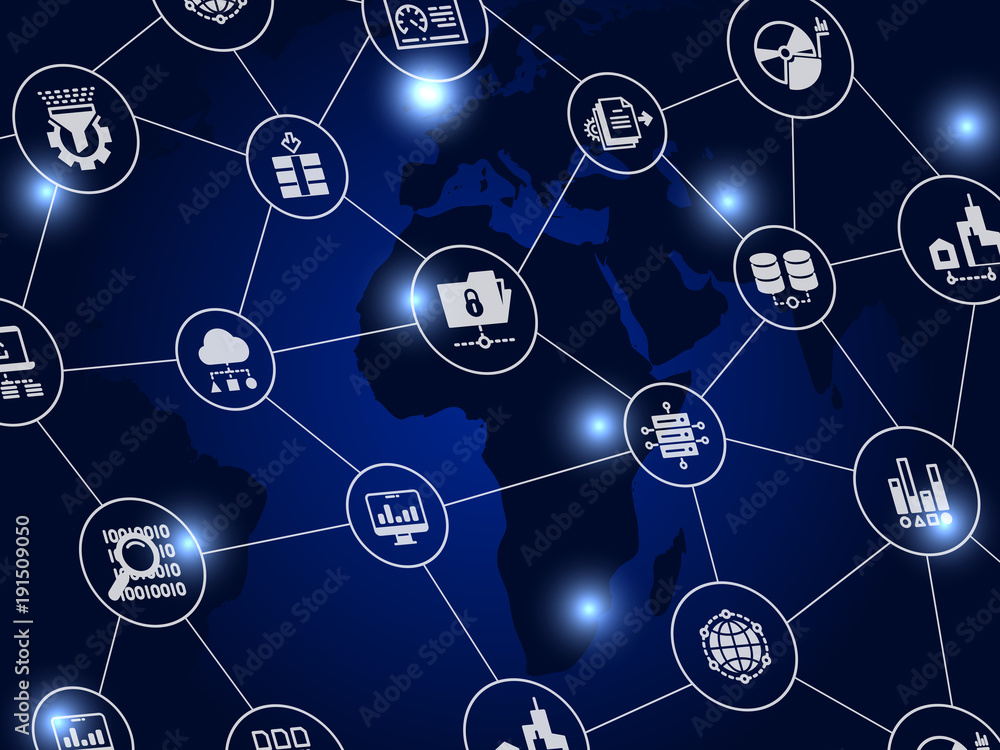 Poster internet concept background - world web transfer vector