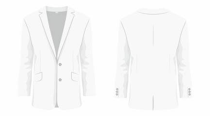 Naklejka premium Men's white business suit. Front and back views on white background