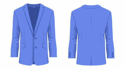 Men's purple business suit. Front and back views on white background
