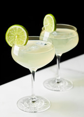 Two glasses of classic daiquiri cocktail
