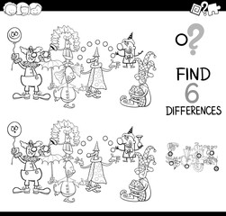 differences game with clowns coloring book
