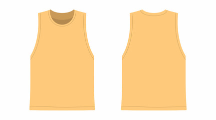 Front and back views of men's yellow t-shirt on white background