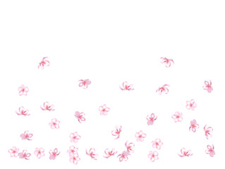 Flying Pink Cherry Blossom, Realistic Vector Background. Beautiful Sakura Soft Romantic Illustration. Wedding Decoration, Flying Pink Cherry Blossom, Love Magic Design. Cool Showering Blooming Sakura