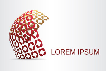 Logo stylized spherical surface with abstract shapes