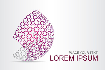 Logo stylized spherical surface with abstract shapes