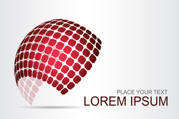 Logo stylized spherical surface with abstract shapes