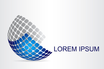 Logo stylized spherical surface with abstract shapes