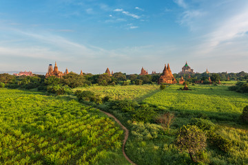 Fototapeta na wymiar Ancient pagodas in Bagan during sunrise, Myanmar