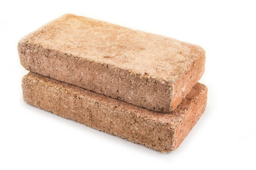 Concrete red brick for house or garden on the white