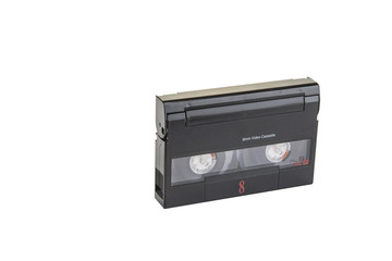 8mm video format cassette on the white background