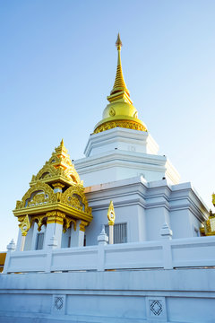 Beautiful pagoda in Wat Phra Thad Santidham temple.
