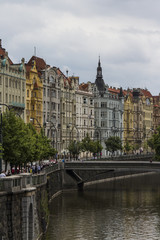 View on the waterfront of the Vltava river. Prague Czech Republic