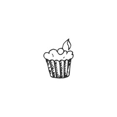 cake with cherry vector draw