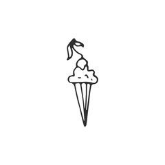 icecream with cherry vector draw