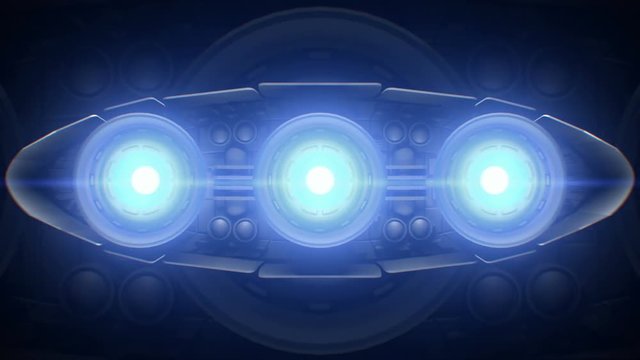 Fictional sci-fi device flashing bright lights, 3d animation, seamless loop.