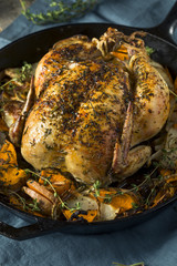 Herby Homemade Rustic Whole Skillet Chicken