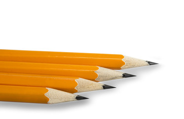 Fototapeta premium Yellow pencils with eraser on the white background
