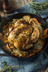 Herby Homemade Rustic Whole Skillet Chicken