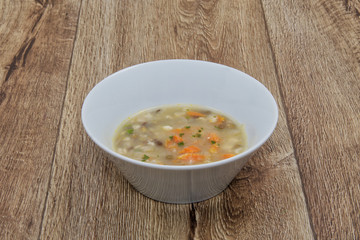 Vegetable soup on a table