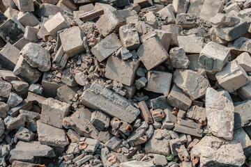 close-up shot of bricks wreckage abandoned