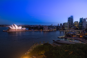 Naklejka premium Downtown Sydney skyline in Australia at twilight