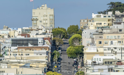 Defocused view of Lombard Street in San Francisco