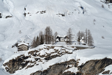Winter scene in Alpine valley