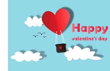 Love and valentine day. Heart air balloon.
