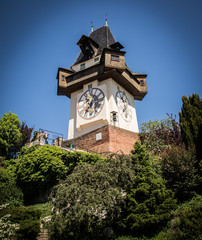 Fototapeta na wymiar Graz Schlossberg Clock Tower