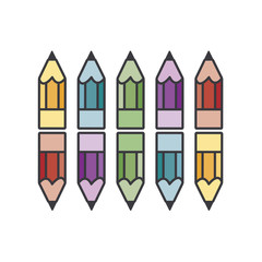 short color pencils vector illustration