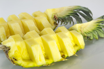 pineapple with slices isolated on light gray. Pineapple, ananas, fruit