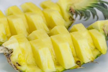 pineapple with slices isolated on light gray. Pineapple, ananas, fruit