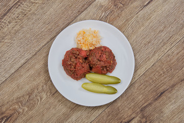 Lentil with beet and potatoes on a table
