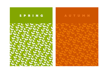 green spring leaf geometric vintage pattern.