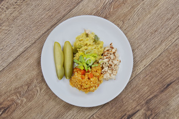 Risotto of two colors on a table