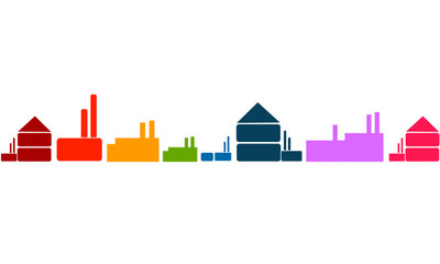 Fototapeta premium Industrie Landschaft Gebäude Panorama Bunt Band Banner Hintergrund