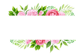 Flowers frame template. Vector illustration.